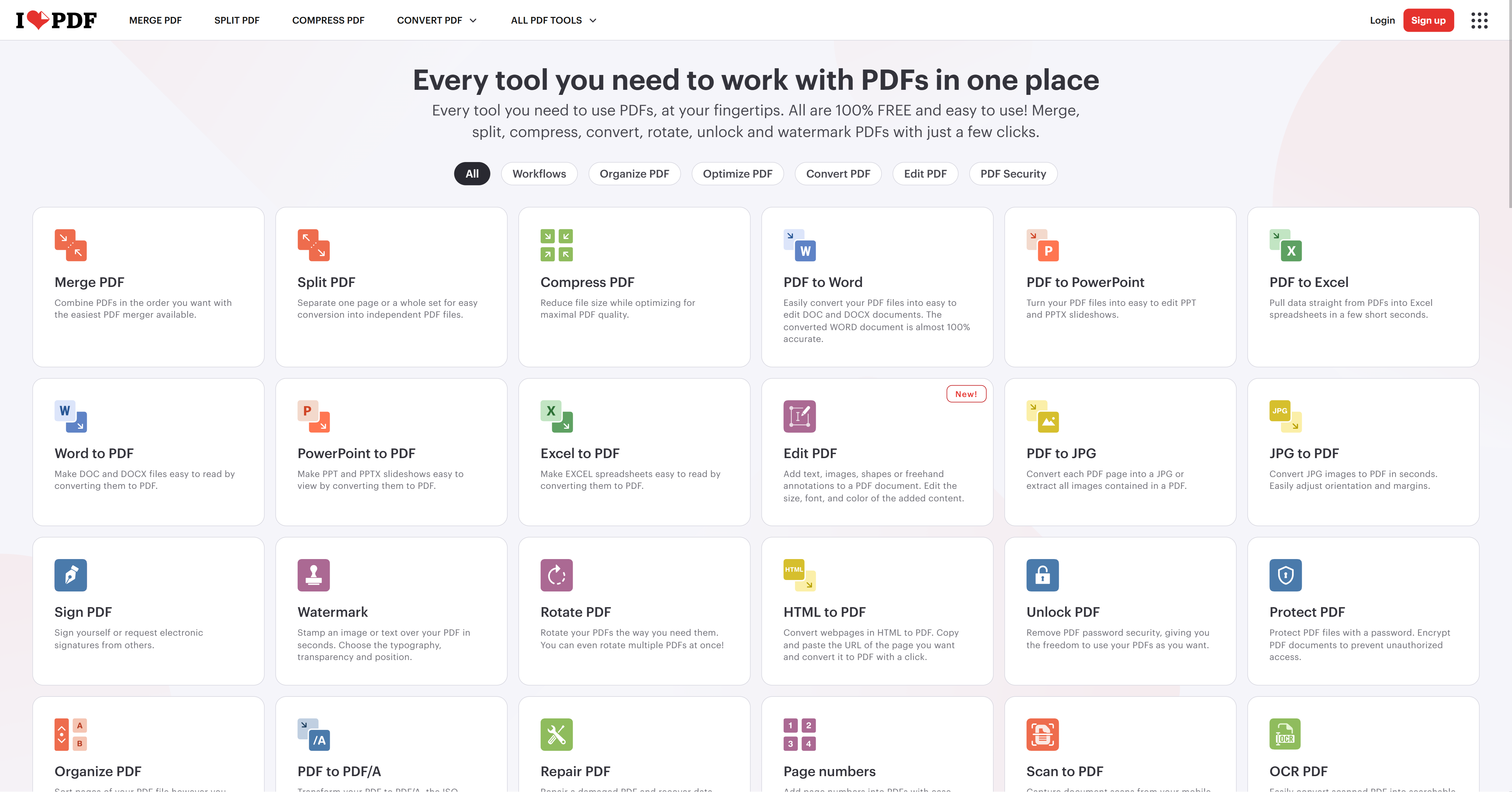 Screenshot of iLovePDF