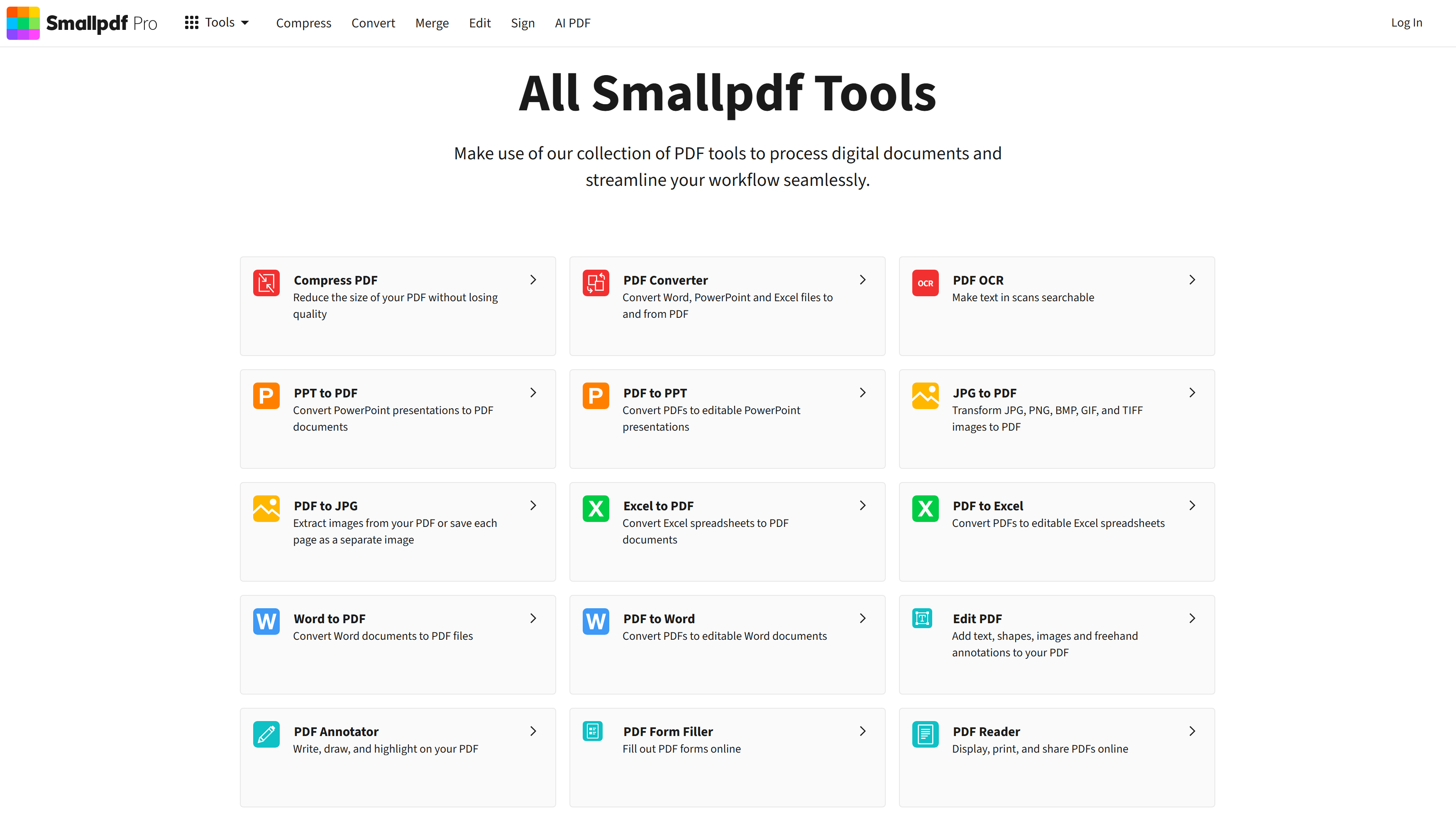 Screenshot of Smallpdf