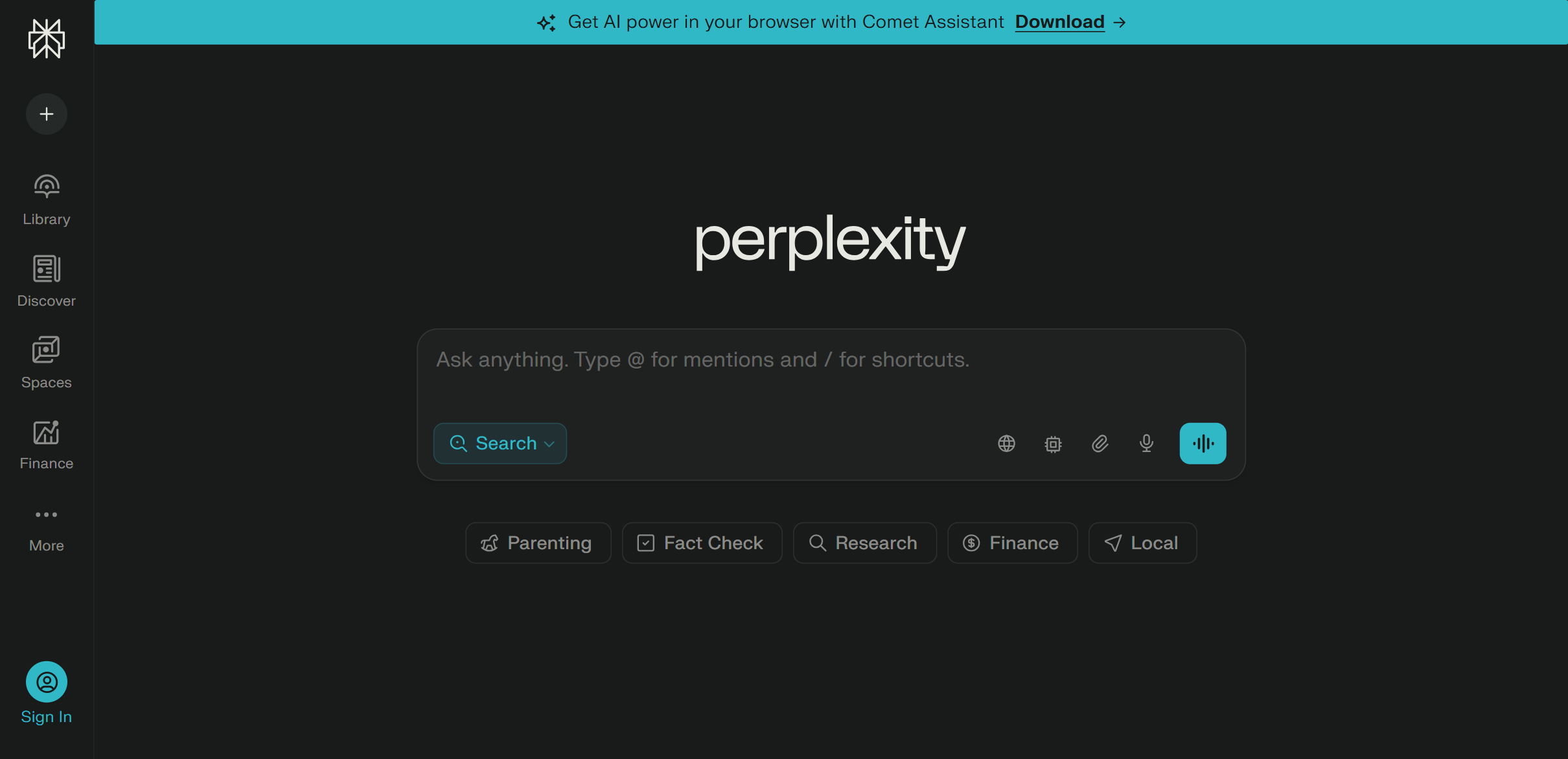 Screenshot of Perplexity AI
